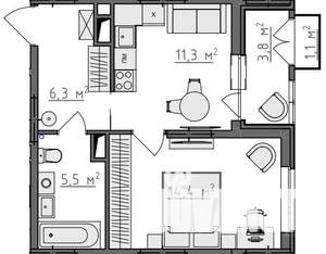 1-к квартира, вторичка, 40м2, 8/9 этаж