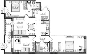 3-к квартира, вторичка, 93м2, 2/9 этаж