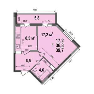 1-к квартира, строящийся дом, 40м2, 9/17 этаж