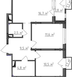 2-к квартира, вторичка, 58м2, 3/9 этаж