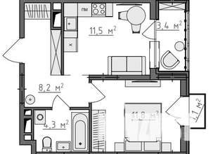 1-к квартира, вторичка, 38м2, 3/9 этаж