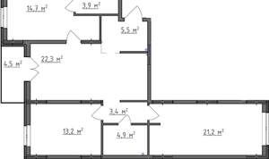 3-к квартира, вторичка, 91м2, 1/9 этаж