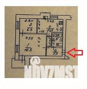 2-к квартира, вторичка, 44м2, 3/5 этаж