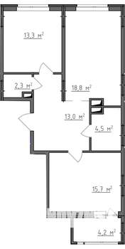 2-к квартира, вторичка, 70м2, 7/9 этаж