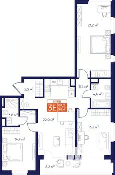 3-к квартира, вторичка, 92м2, 7/9 этаж