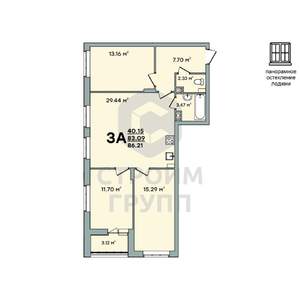 3-к квартира, вторичка, 86м2, 3/8 этаж