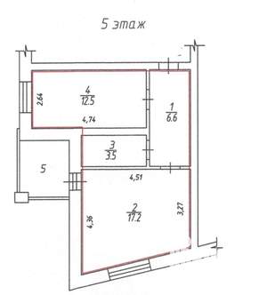 1-к квартира, вторичка, 40м2, 5/9 этаж