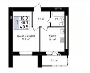 1-к квартира, вторичка, 41м2, 12/14 этаж