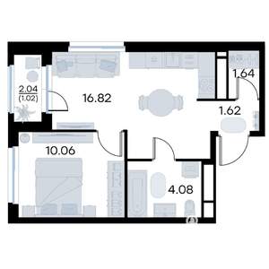 1-к квартира, вторичка, 35м2, 16/17 этаж