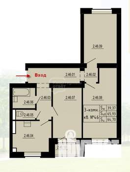 3-к квартира, сданный дом, 66м2, 6/8 этаж