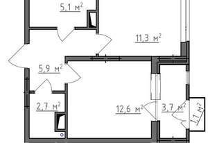 1-к квартира, вторичка, 40м2, 5/9 этаж
