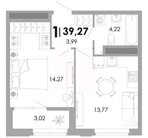 1-к квартира, вторичка, 39м2, 5/17 этаж
