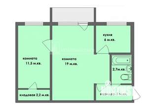 2-к квартира, вторичка, 44м2, 4/5 этаж