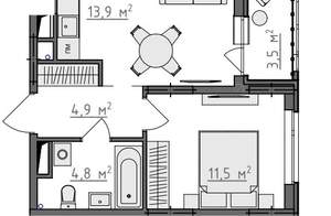 1-к квартира, вторичка, 37м2, 9/9 этаж