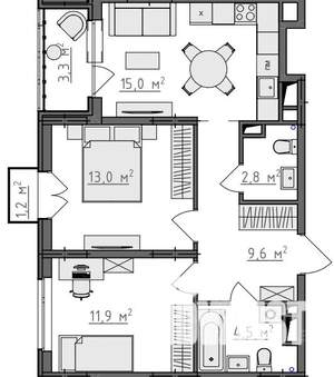 2-к квартира, вторичка, 59м2, 4/9 этаж