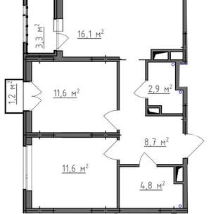 2-к квартира, вторичка, 58м2, 7/9 этаж