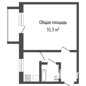 1-к квартира, вторичка, 32м2, 4/4 этаж