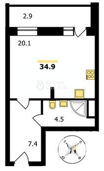 Студия квартира, вторичка, 32м2, 11/18 этаж