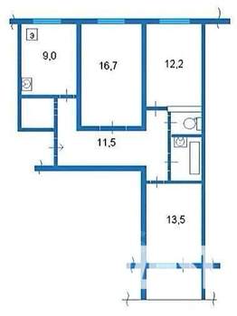 3-к квартира, вторичка, 68м2, 4/9 этаж