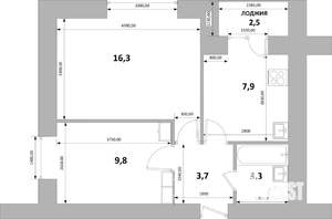 2-к квартира, вторичка, 41м2, 6/9 этаж