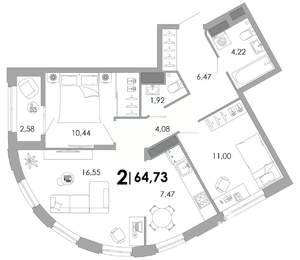 3-к квартира, вторичка, 65м2, 17/17 этаж