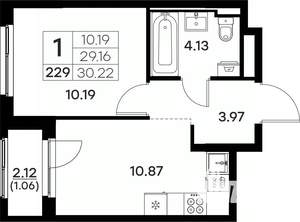 1-к квартира, вторичка, 30м2, 4/17 этаж