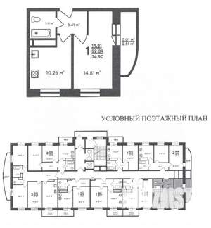 1-к квартира, вторичка, 35м2, 8/16 этаж