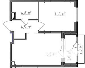 1-к квартира, вторичка, 40м2, 2/9 этаж