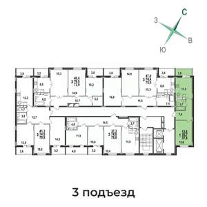 1-к квартира, строящийся дом, 38м2, 17/17 этаж