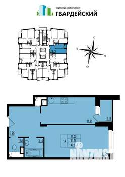 1-к квартира, вторичка, 43м2, 2/17 этаж