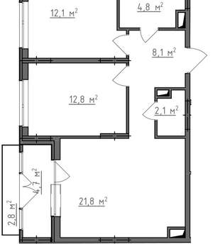 2-к квартира, вторичка, 65м2, 3/9 этаж
