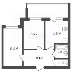2-к квартира, сданный дом, 61м2, 3/8 этаж