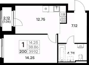 1-к квартира, вторичка, 40м2, 2/17 этаж