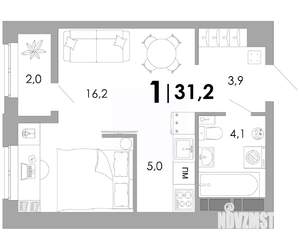 Студия квартира, вторичка, 31м2, 10/16 этаж