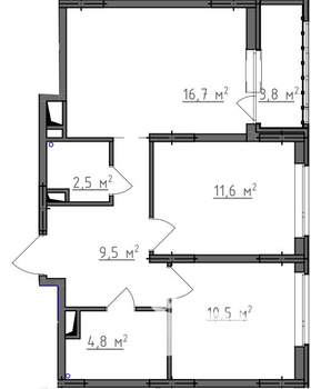 2-к квартира, вторичка, 58м2, 8/9 этаж