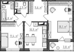 2-к квартира, вторичка, 60м2, 8/9 этаж