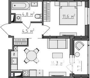 1-к квартира, вторичка, 39м2, 8/9 этаж