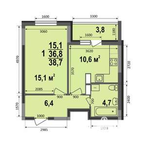 1-к квартира, строящийся дом, 39м2, 16/17 этаж