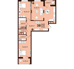 3-к квартира, вторичка, 99м2, 16/17 этаж