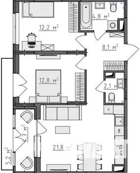 2-к квартира, вторичка, 66м2, 4/9 этаж
