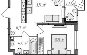 1-к квартира, вторичка, 39м2, 2/9 этаж