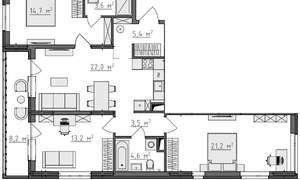 3-к квартира, вторичка, 92м2, 8/9 этаж