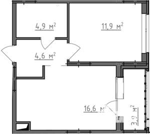 1-к квартира, вторичка, 40м2, 2/9 этаж