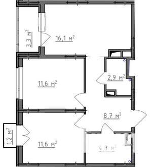2-к квартира, вторичка, 58м2, 2/9 этаж