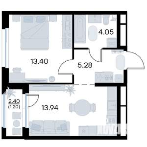 1-к квартира, вторичка, 38м2, 16/17 этаж
