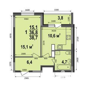 1-к квартира, строящийся дом, 39м2, 13/17 этаж