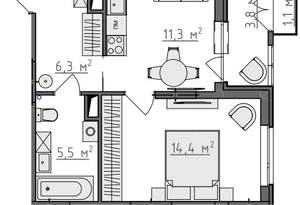 1-к квартира, вторичка, 40м2, 8/9 этаж