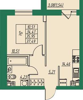 1-к квартира, вторичка, 36м2, 5/8 этаж