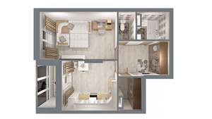 1-к квартира, строящийся дом, 44м2, 2/17 этаж