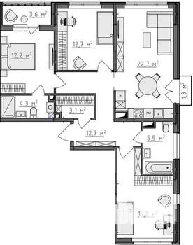 3-к квартира, вторичка, 91м2, 3/9 этаж